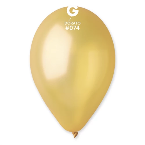 26 cm-es metál aranysárga gumi léggömb - 10 db / csomag