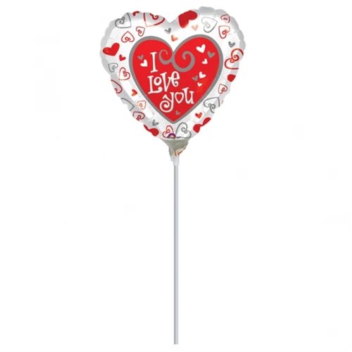 23 cm -es I Love You piros fehér fólia lufi