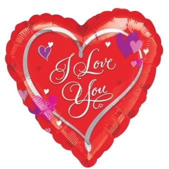 45 cm-es I Love You piros szív alakú fólia lufi