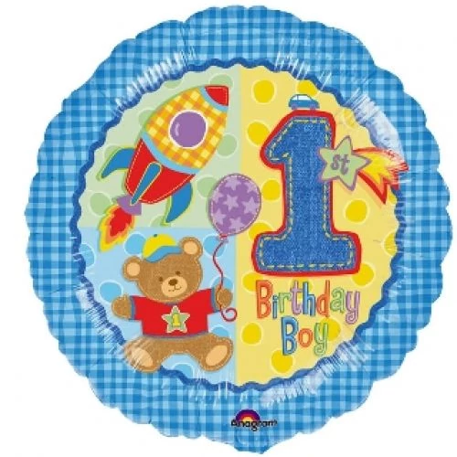 45 cm-es 1st Birthday Boy  fólia lufi