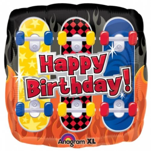 45 cm-es Happy Birthday gördeszkás fólia lufi