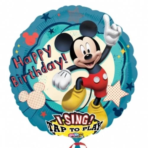 Sing-a-Tune-Zenélő Happy Birthday Mickey fólia lufi