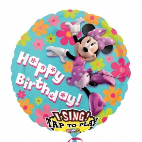 Sing-a-Tune-Zenélő Happy Birthday Minnie fólia lufi