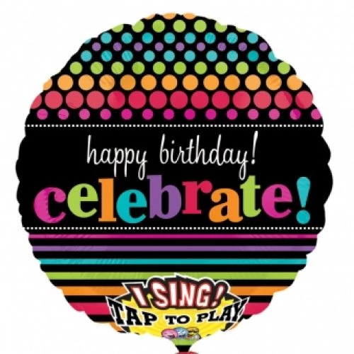 Sing-a-Tune-Zenélő Happy Birthday Celebrate fólia lufi