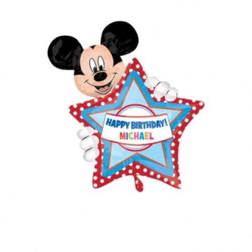 SuperShape -egyediesíthető Mickey Happy Birthday fólia lufi