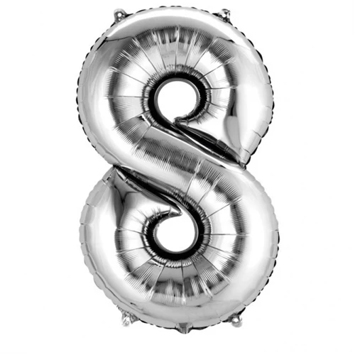 SuperShape - ezüst színű 8-as szám fólia lufi