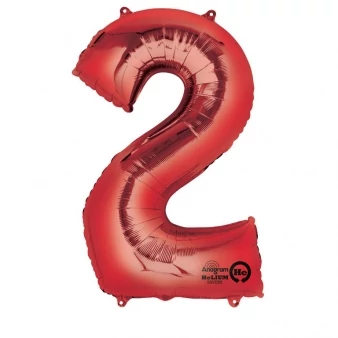 SuperShape - piros 2-es szám fólia lufi