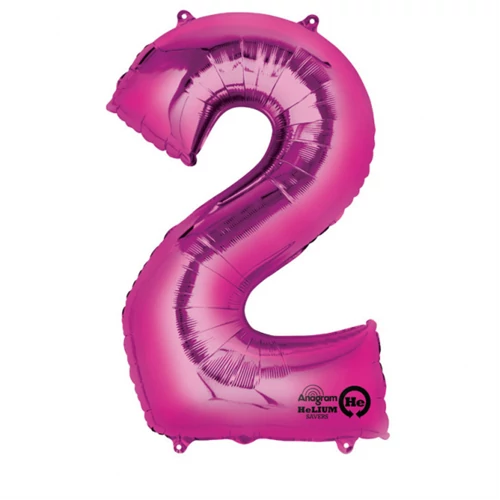 SuperShape - pink 2-es szám fólia lufi