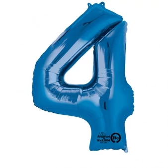SuperShape - kék 4-es szám fólia lufi