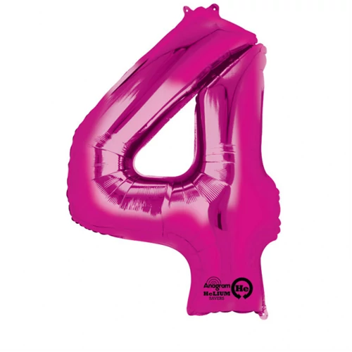 SuperShape - pink 4-es szám fólia lufi