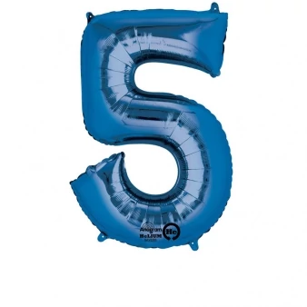 SuperShape - kék 5-ös szám fólia lufi
