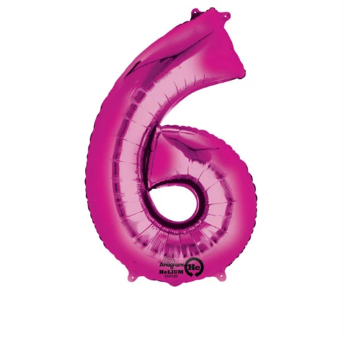 SuperShape - pink 6-os szám fólia lufi