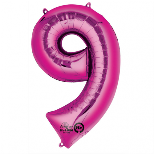 SuperShape - pink 9-es szám fólia lufi