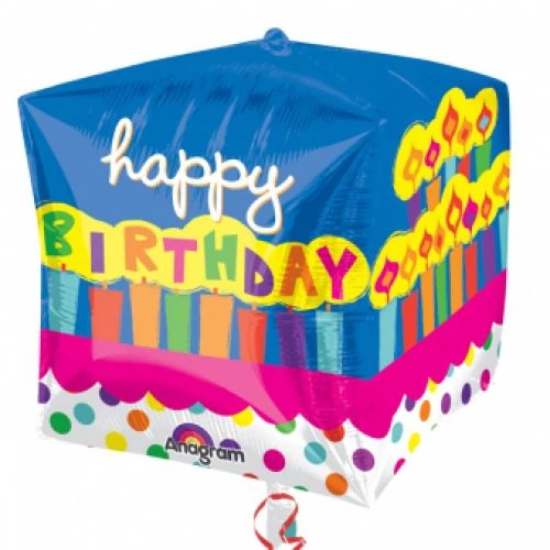 Cubez -Happy Birthday kocka alakú fólia lufi