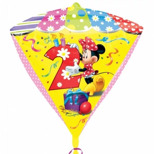 45 cm-es Minnie 2nd Birthday gyémánt alakú fólia lufi