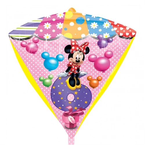 45 cm-es Minnie 6th Birthday gyémánt alakú fólia lufi