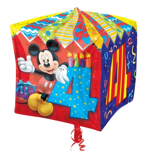 Cubez - Mickey 4th Birthday fólia lufi, 38 cm