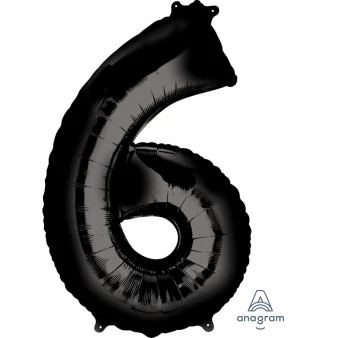 SuperShape - fekete 6-os szám fólia lufi
