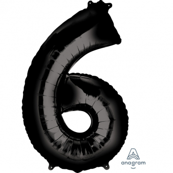 SuperShape - fekete 6-os szám fólia lufi
