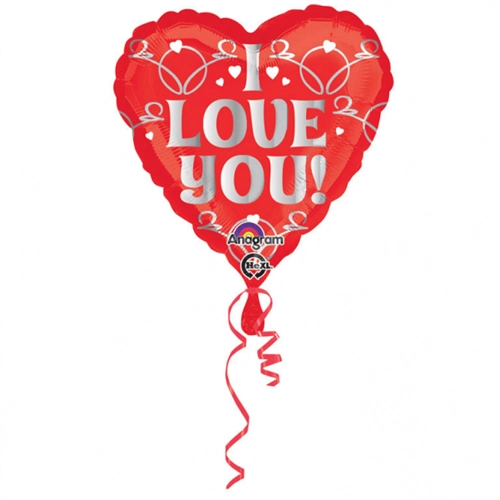 45 cm-es I Love You piros szív alakú fólia lufi