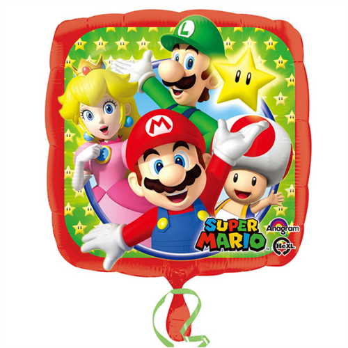 45 cm-es Super Mario négyzet alakú fólia lufi