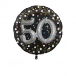 Multi -Balloon Happy Birthday 50. arany -ezüst  prizmás fólia lufi, 81 cm -es