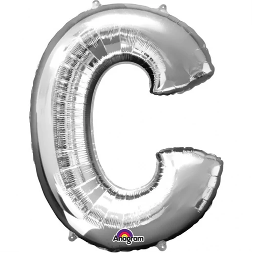 SuperShape - ezüst színű C betű fólia lufi