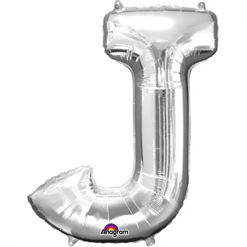SuperShape - ezüst színű J betű fólia lufi