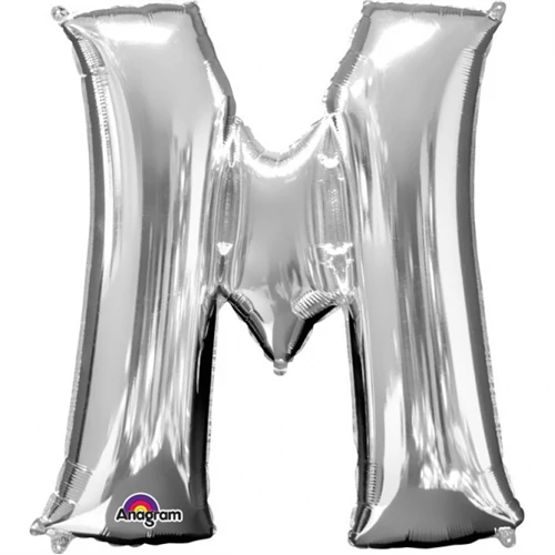 SuperShape - ezüst színű M betű fólia lufi