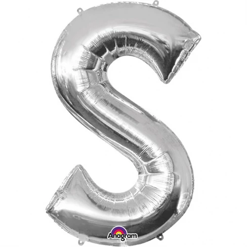 SuperShape - ezüst színű S betű fólia lufi