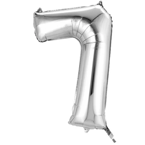 33 cm-es ezüst színű 7-es szám fólia lufi