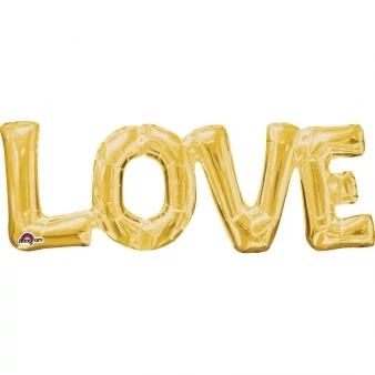 SuperShape - arany színű LOVE betű fólia lufi - 63 cm x 22 cm