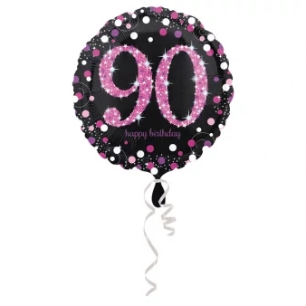 45 cm-es pink-fekete fólia lufi 90. születésnapra