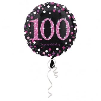 45 cm-es pink-fekete fólia lufi 100. születésnapra