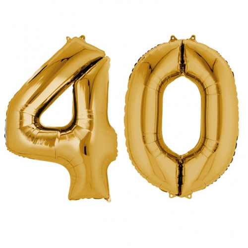 SuperShape - arany színű 40-es szám fólia lufi