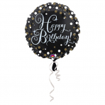 43 cm-es Happy Birthday arany-ezüst  prizmás fólia lufi