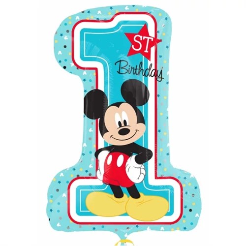 SuperShape - Mickey 1st Birthday fólia lufi