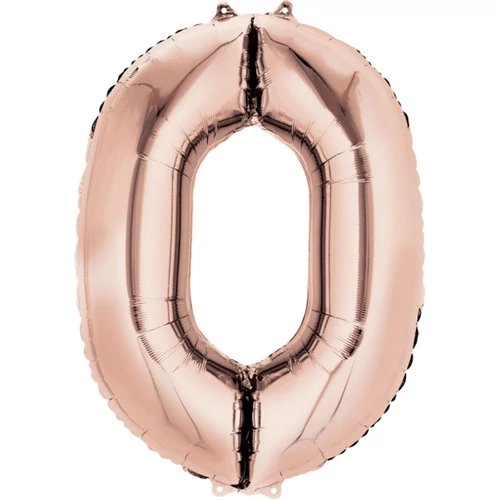 SuperShape - rosegold 0-ás szám fólia lufi