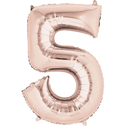 SuperShape - rosegold 5-ös szám fólia lufi