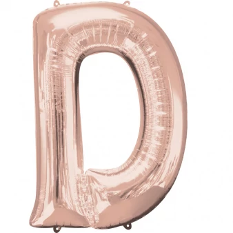 SuperShape - rosegold D betű fólia lufi