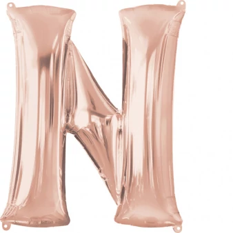 SuperShape - rosegold N betű fólia lufi
