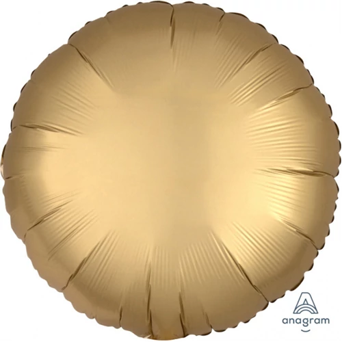 45 cm-es Satin Lux arany színű, kerek fólia lufi