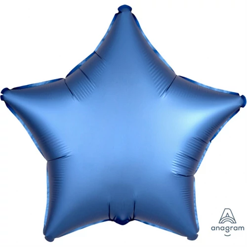 45 cm-es Satin Lux azúrkék csillag alakú fólia lufi