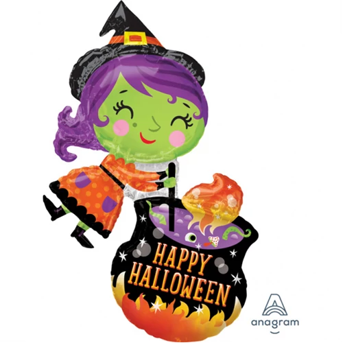 SuperShape XL - Happy Halloween boszorkány üsttel fólia lufi