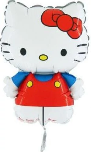 Mini - Helló Kitty piros fólia lufi, 30 cm