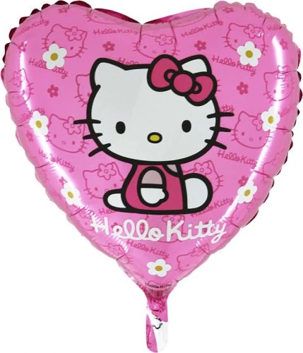 45 cm-es szív alakú pink Hello Kitty fólia lufi