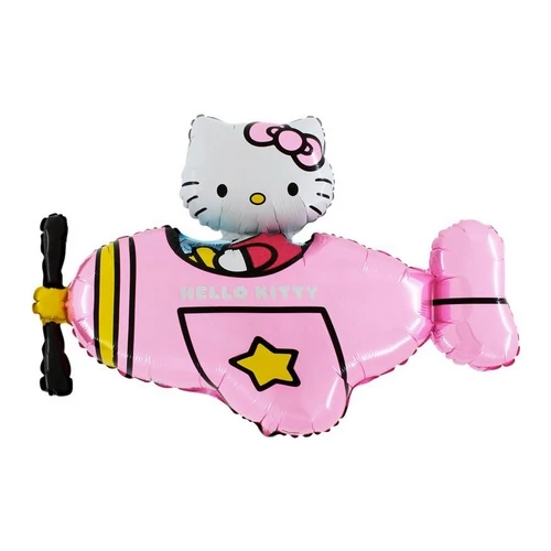 Mini -  Helló Kitty pink repülővel fólia lufi