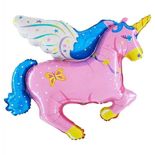 SuperShape - 80 cm-es szárnyas póni pink fólia lufi