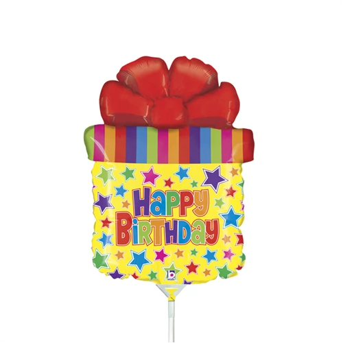 MiniShape - Happy Birthday ajándékdoboz masnival fólia lufi