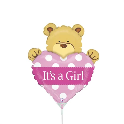 MiniShape - It's a girl mackó szívvel fólia lufi